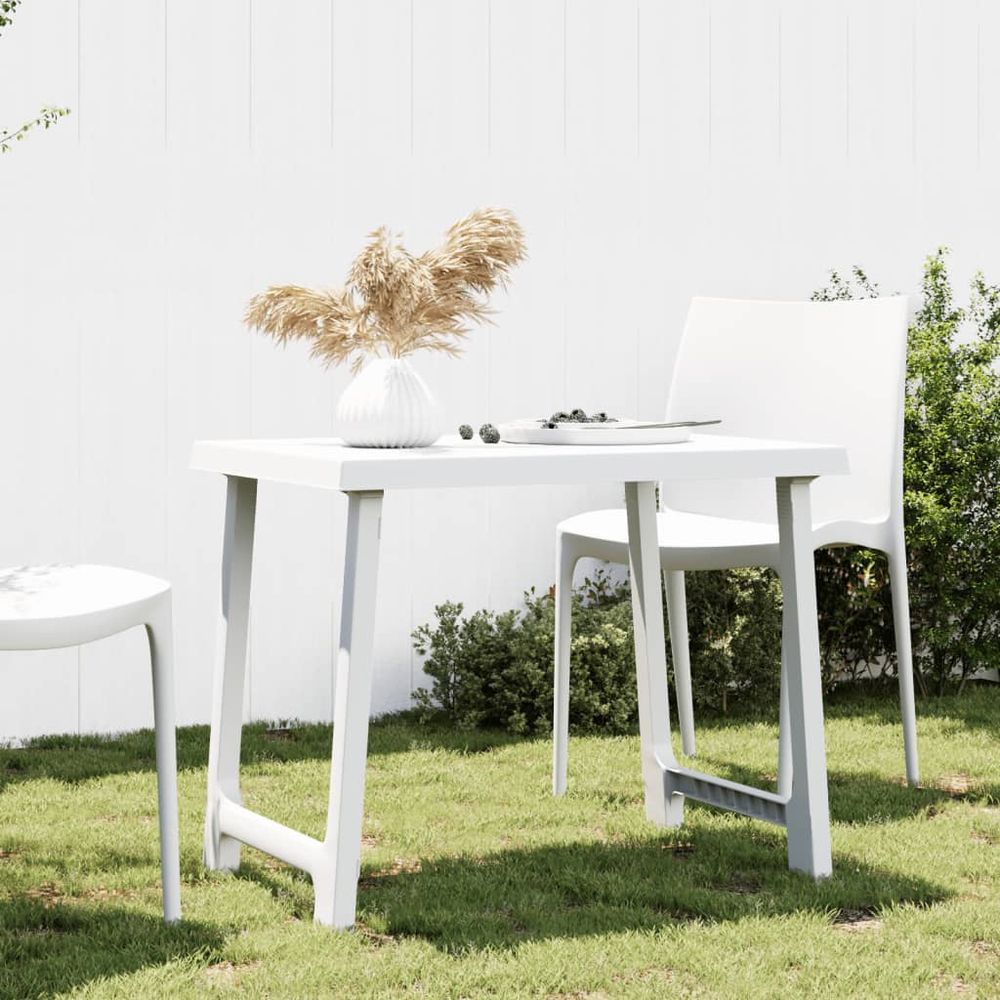 vidaXL Camping Table White 79x56x64 cm PP Wooden Look - anydaydirect