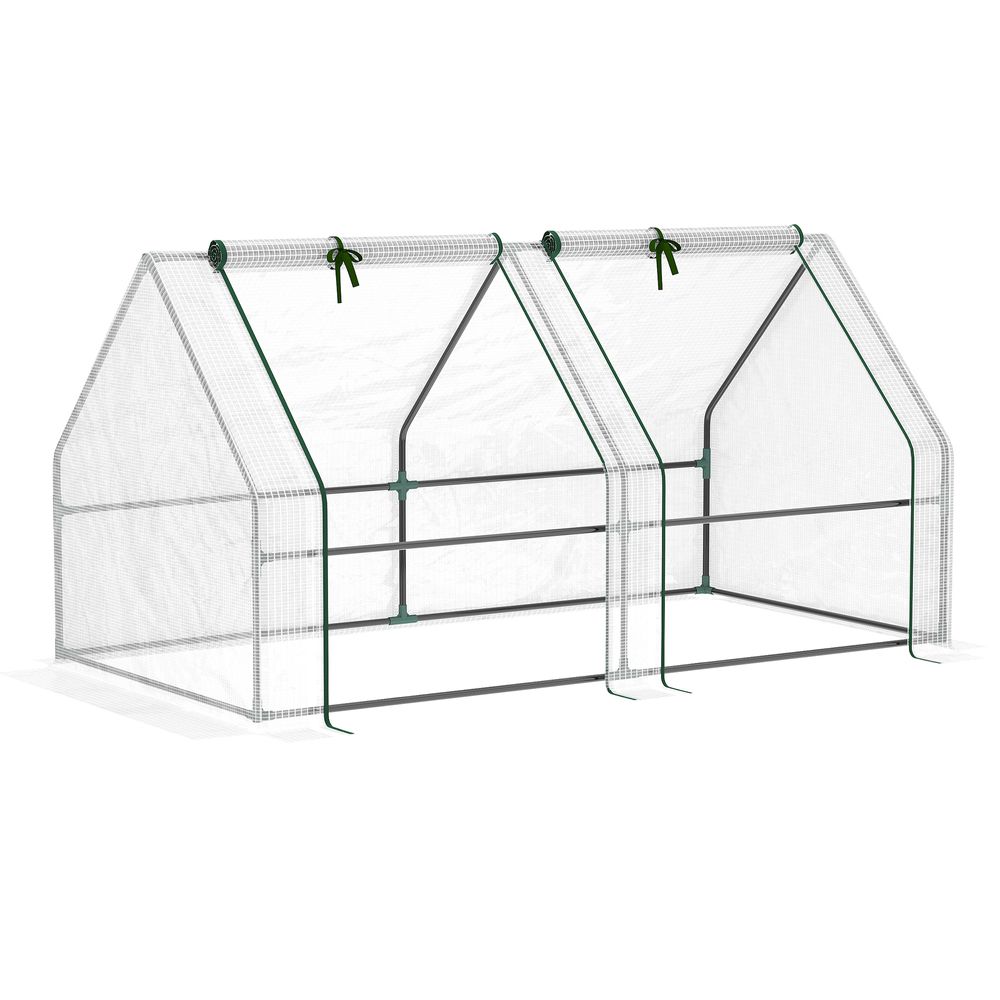 Mini Small Greenhouse Poly tunnel Steeple for Plants Vegetables White - anydaydirect