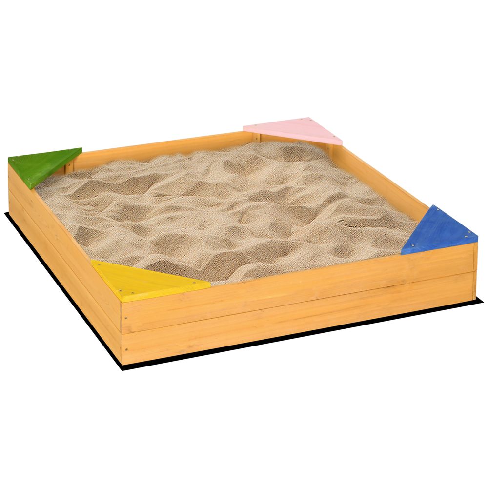 Outsunny Kids Wooden Sand Pit Sandbox w/ Seats, for Gardens, Playgrounds - anydaydirect