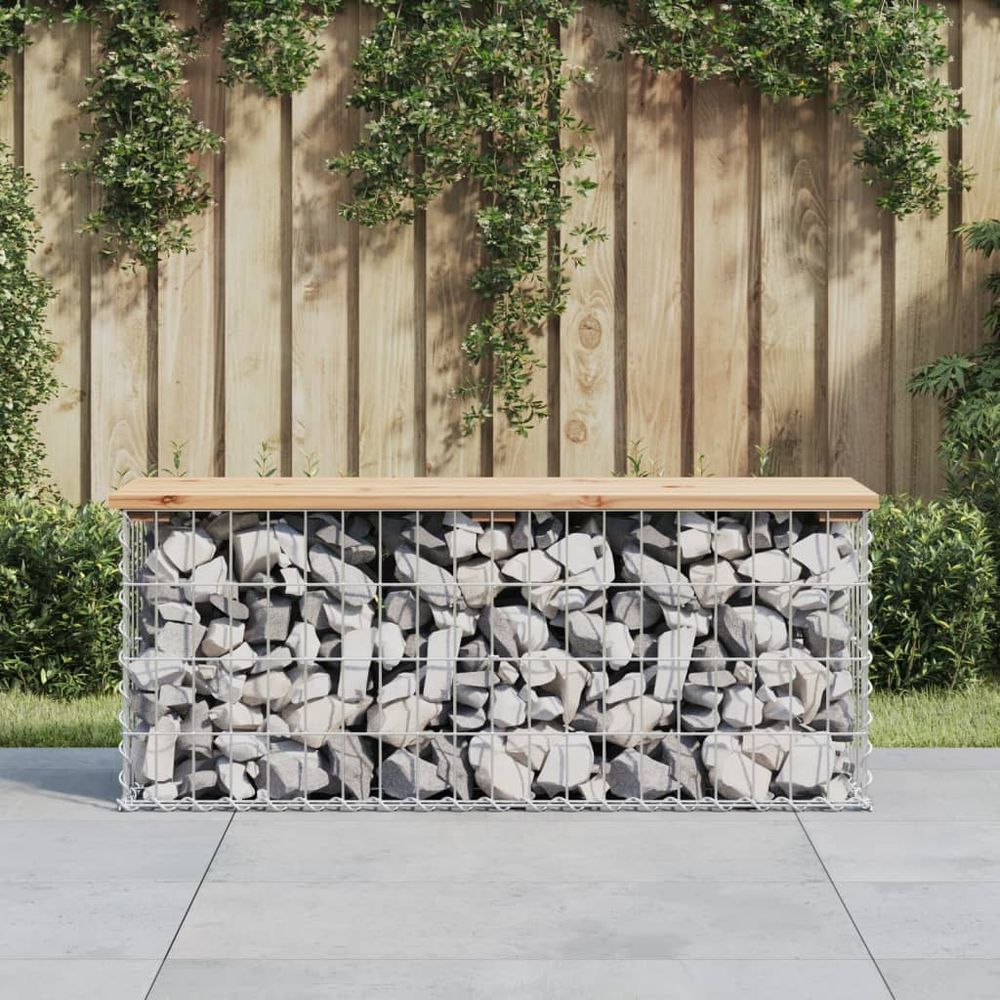 vidaXL Garden Bench Gabion Design 103x31.5x42 cm Solid Wood Pine - anydaydirect