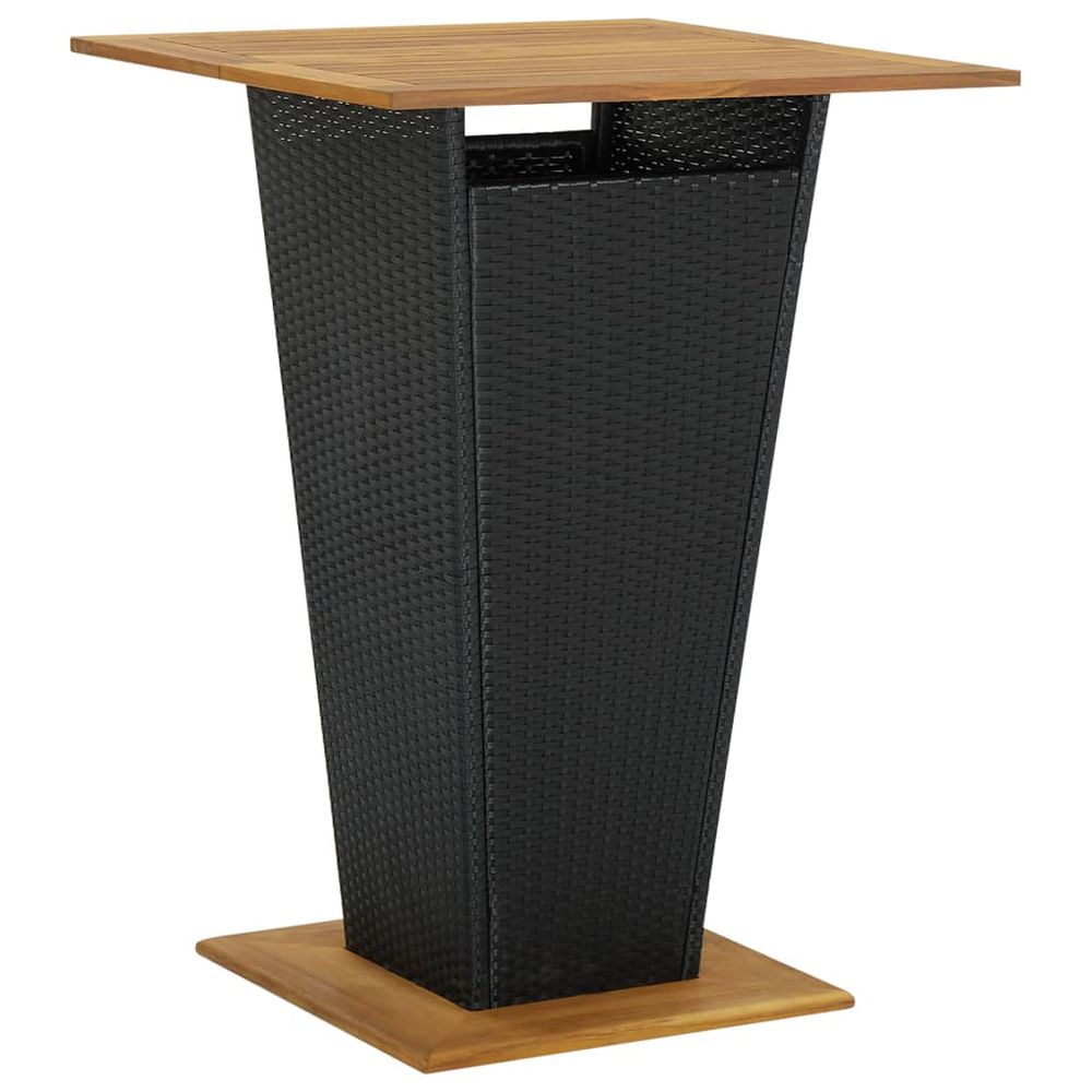 Bar Table Black 80x80x110 cm Poly Rattan and Solid Acacia Wood - anydaydirect