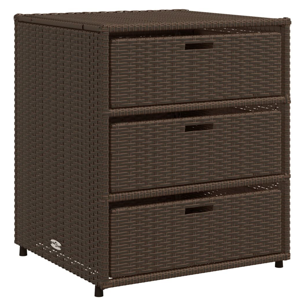 vidaXL Garden Storage Cabinet Brown 55x59x69 cm Poly Rattan - anydaydirect