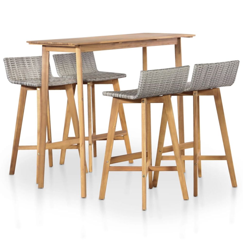 5 Piece Outdoor Dining Set Solid Acacia Wood - anydaydirect