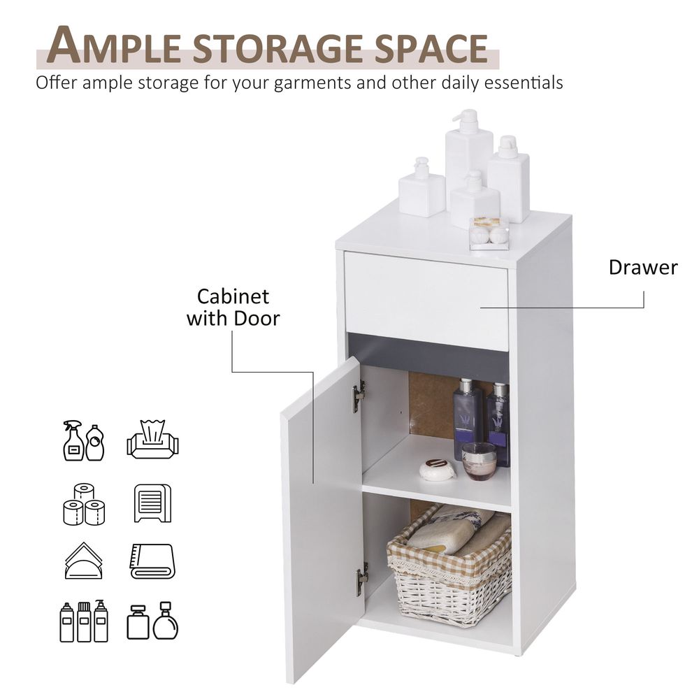 Modern Minimalistic Bathroom Storage Cabinet Drawer Shelf White - anydaydirect
