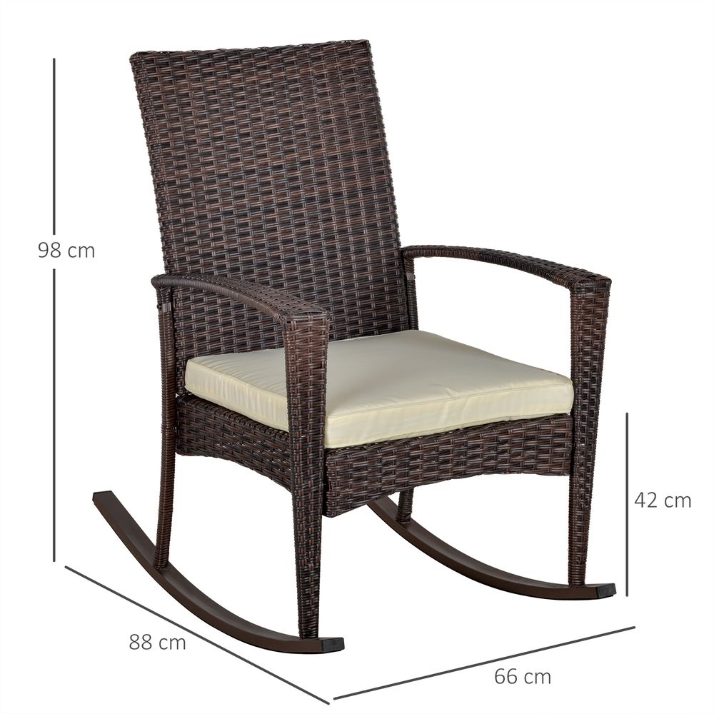 Rattan Rocking Chair W/ Cushion-Brown/Beige - anydaydirect