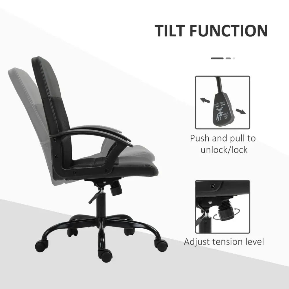 PVC Leather & Mesh Panel Blend Office Chair Swivel Seat w/ Padding Ergonomic - anydaydirect