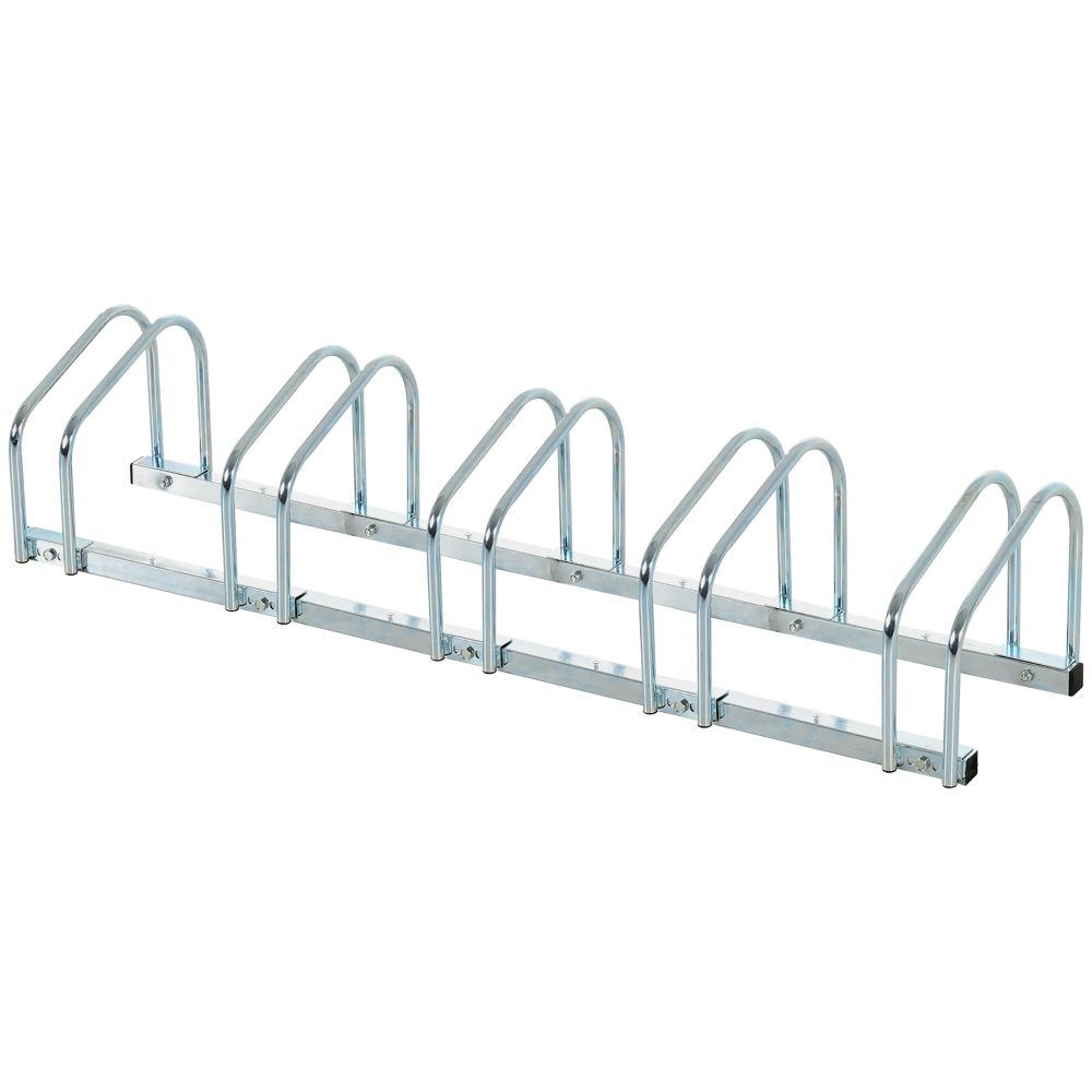 Bike Parking Rack Bicycle Locking Storage Stand for 5 Cycling Silver - anydaydirect