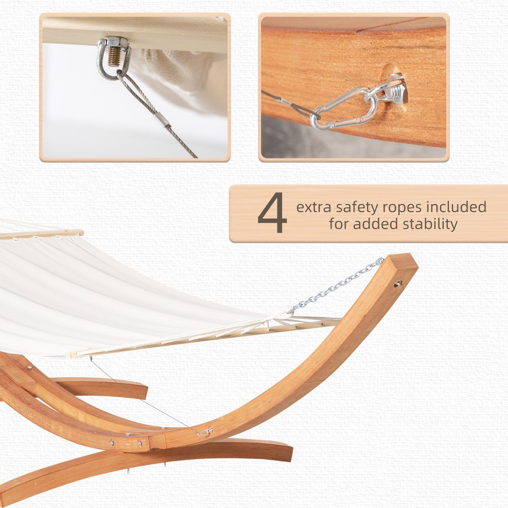 Outdoor Garden Hammock & Wooden Stand Swing Hanging Bed White - anydaydirect
