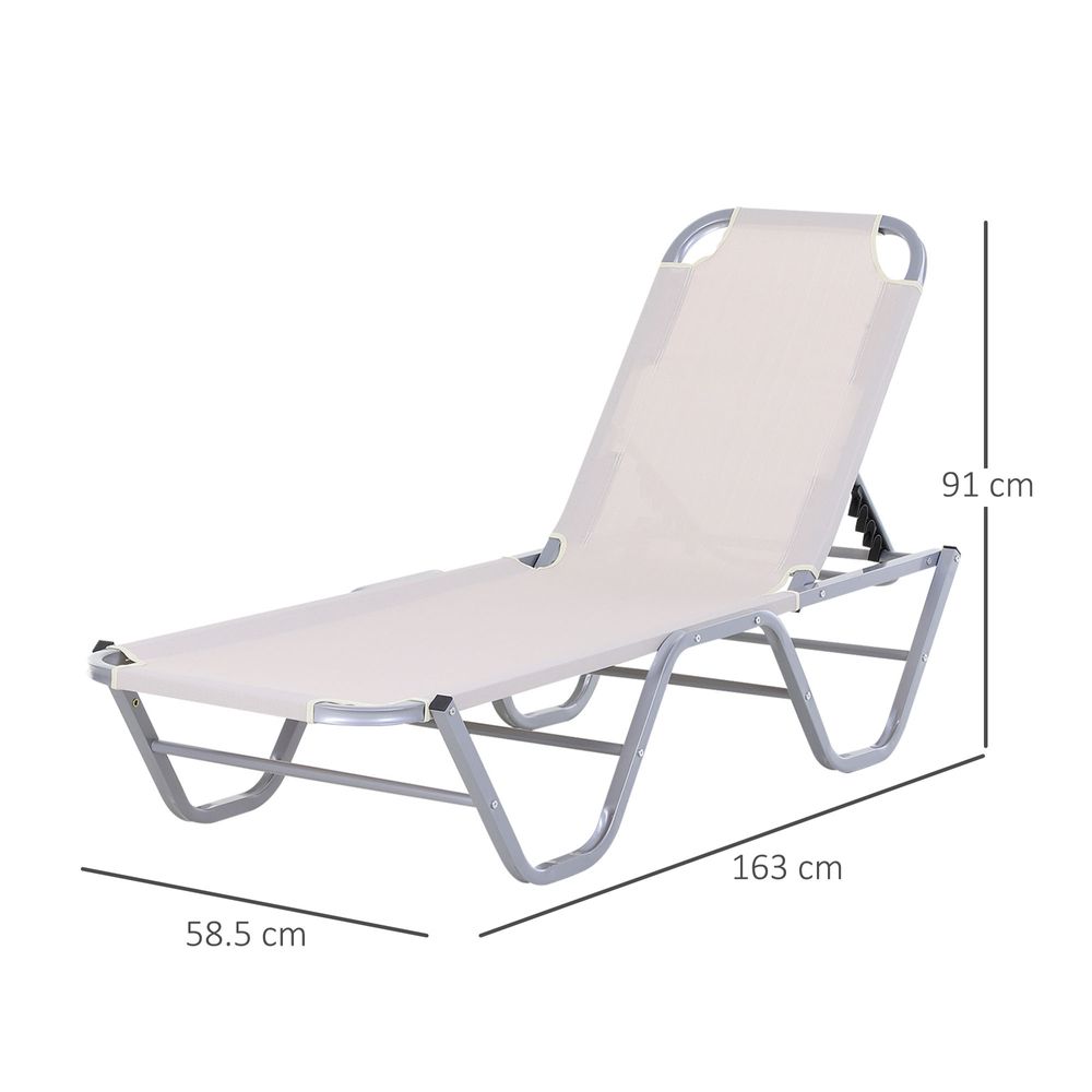 Sun Lounger Relaxer Recliner with 5-Position Adjustable Backrest Lightweight - anydaydirect