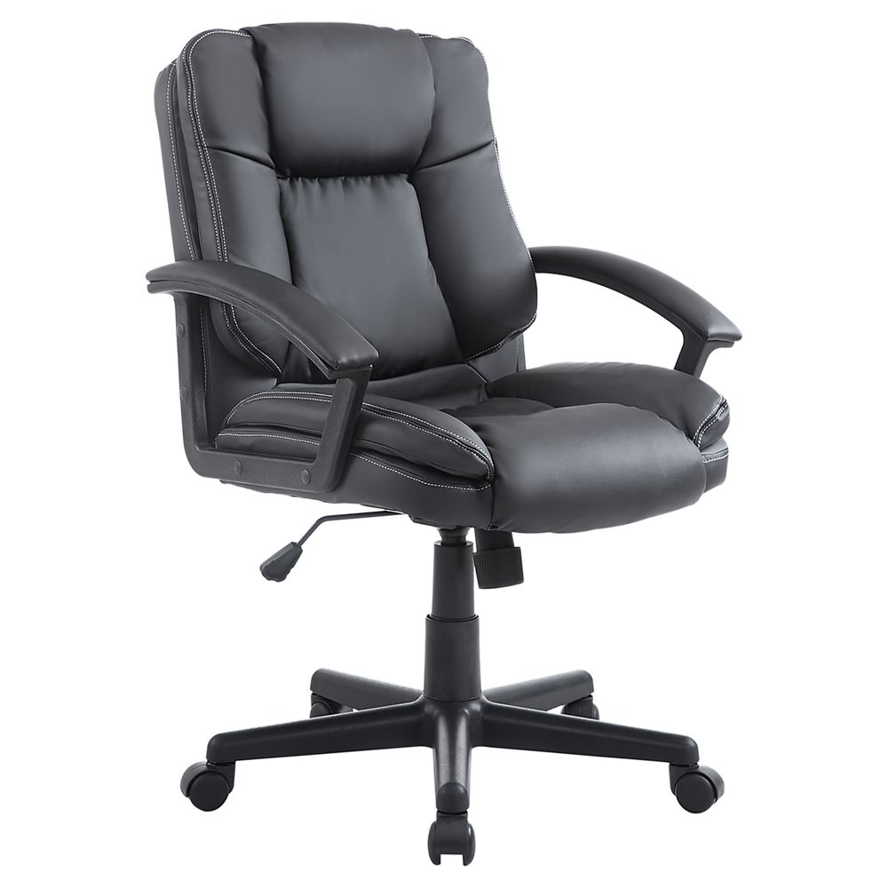 Swivel Executive Office Chair Mid Back PU Leather Chair w/ Arm, Black HOMCOM - anydaydirect