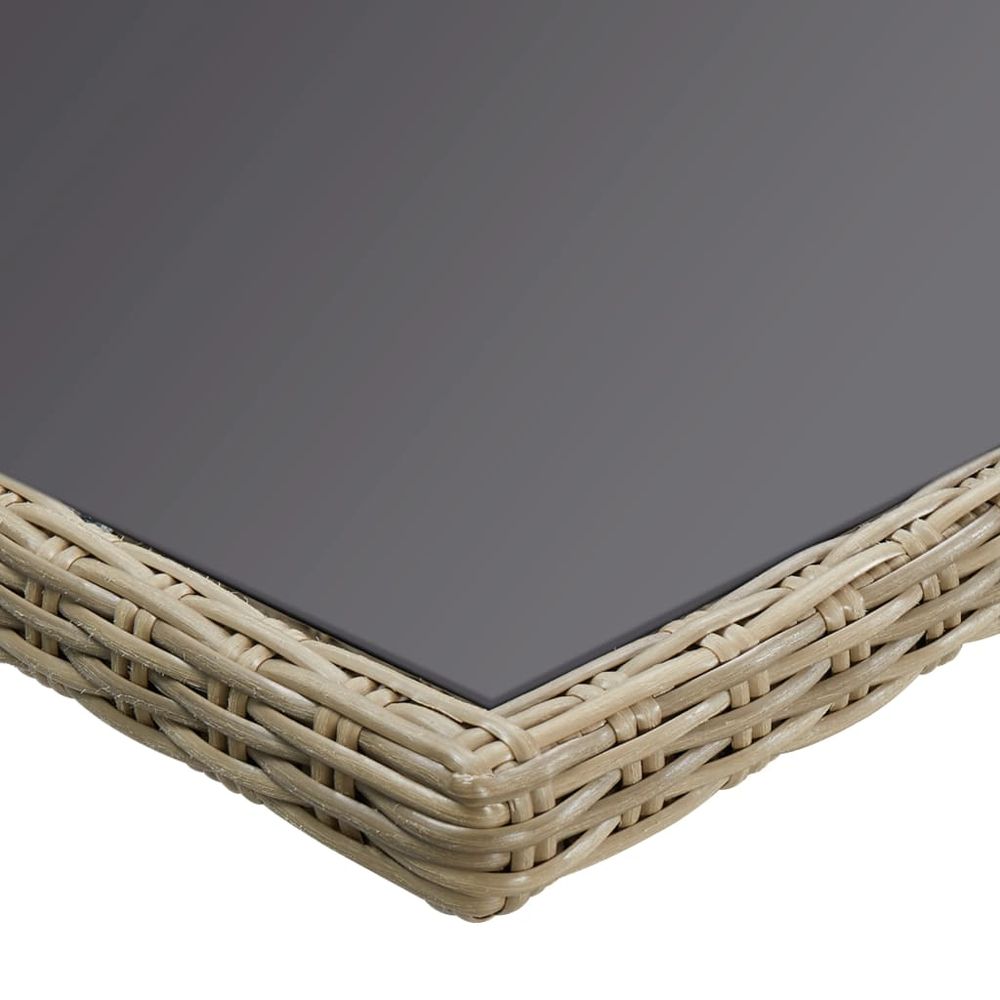 Garden Dining Table Brown 200x100x74 cm Glass and Poly Rattan - anydaydirect