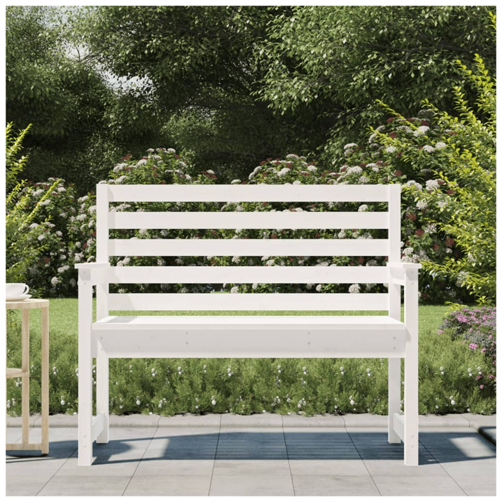 Garden Bench White 109x48x91.5 cm Solid Wood Pine - anydaydirect