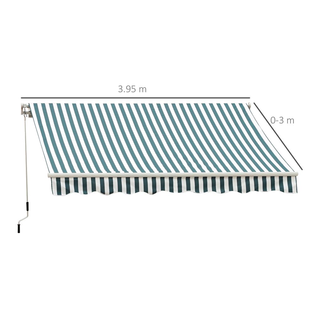 Outsunny Awning Sun Shade Canopy Shelter 4m x3m Green & White - anydaydirect