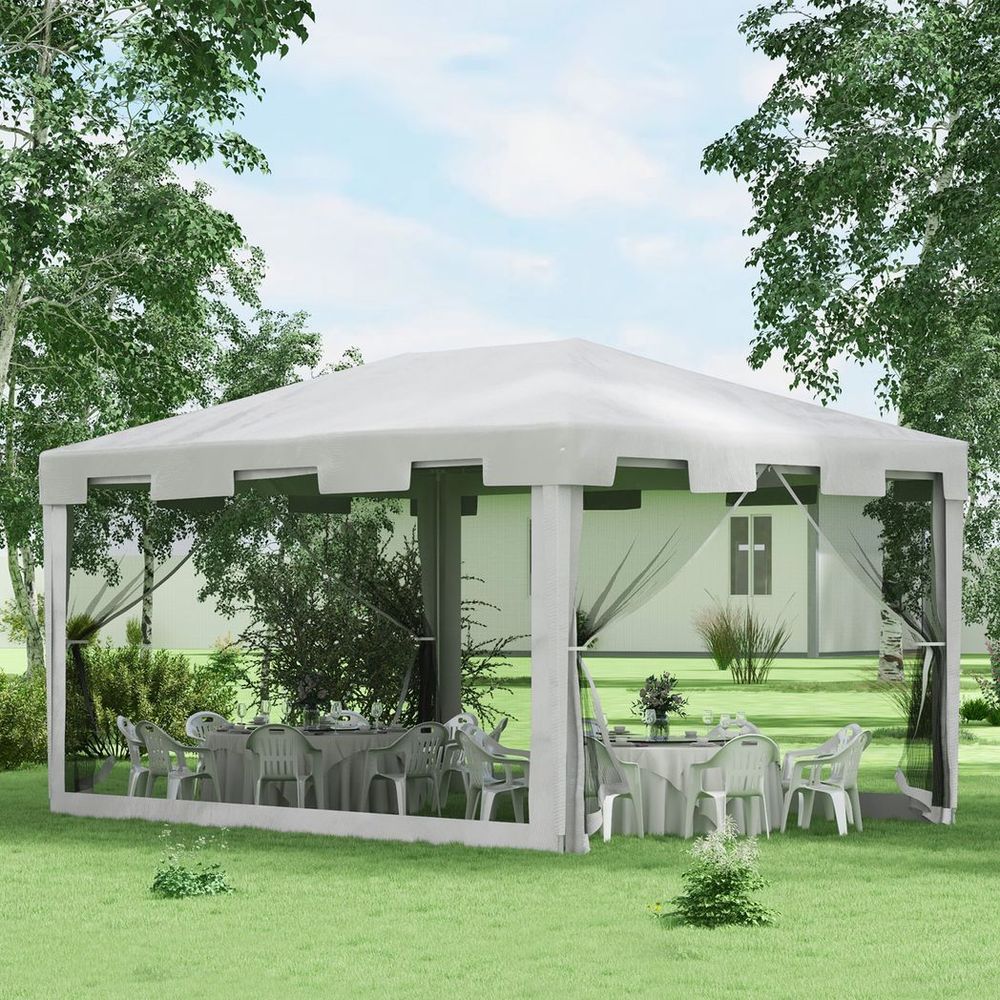 Outsunny 4 x 3m Party Tent Waterproof Garden Gazebo Canopy Wedding Cover Shade - anydaydirect