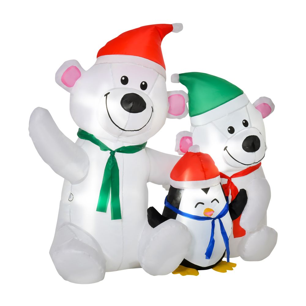 4ft Christmas Inflatable Deco with Two Bears Penguin Light Up Outdoor - anydaydirect