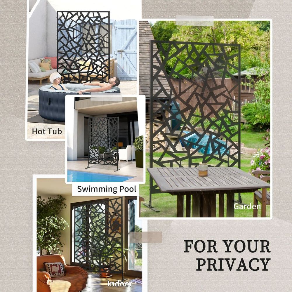 Outsunny Metal Garden Partition Screen Decorative Outdoor Divider withScrews - anydaydirect