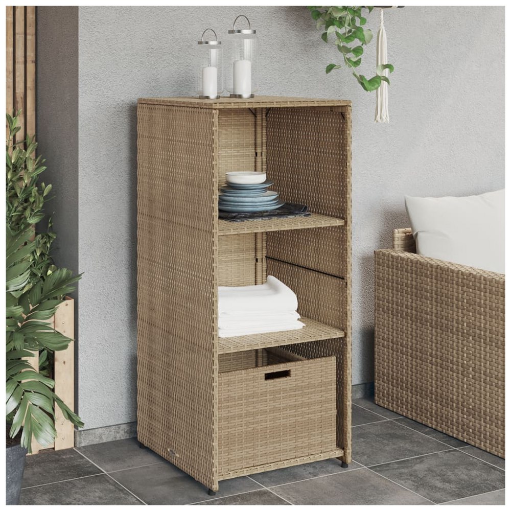 vidaXL Garden Storage Cabinet Beige 50x55x115 cm Poly Rattan - anydaydirect