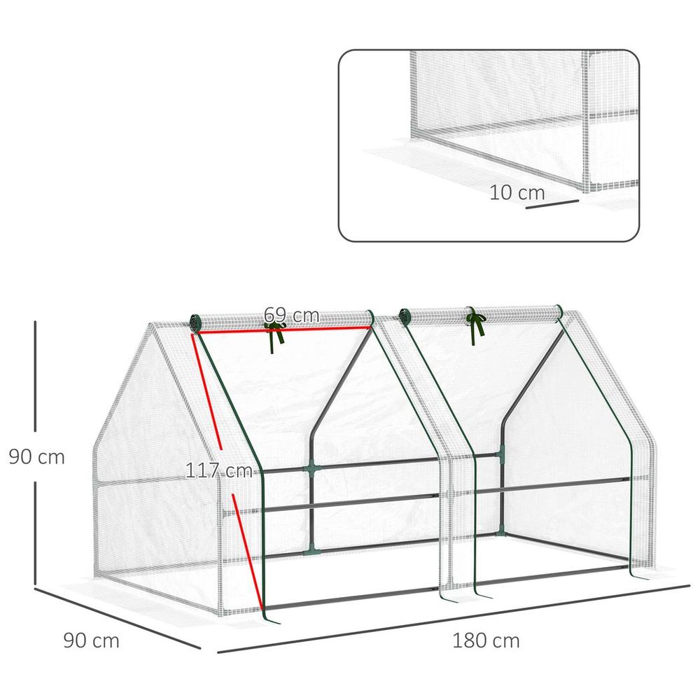 Mini Small Greenhouse Poly tunnel Steeple for Plants Vegetables White - anydaydirect