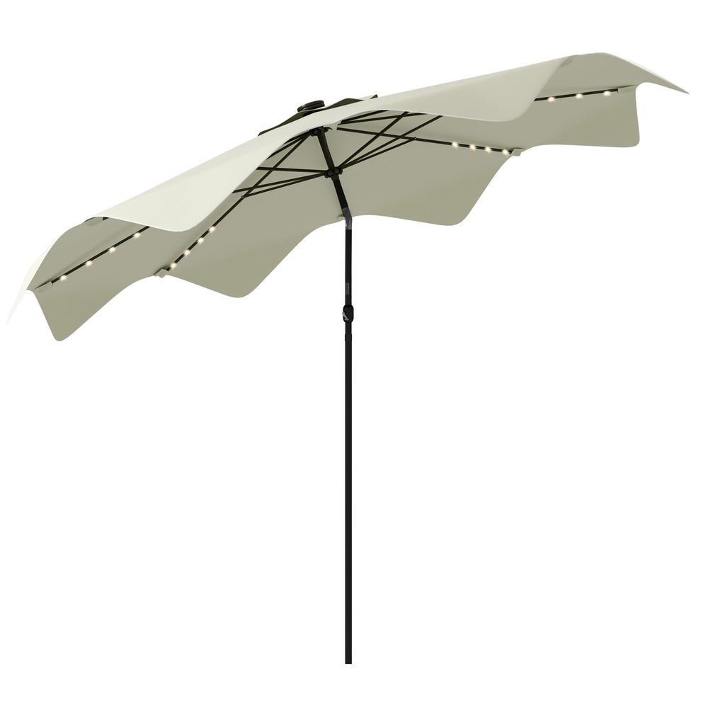 Outsunny Garden Parasol Umbrella with LED Lights and Tilt, Table Umbrella - anydaydirect