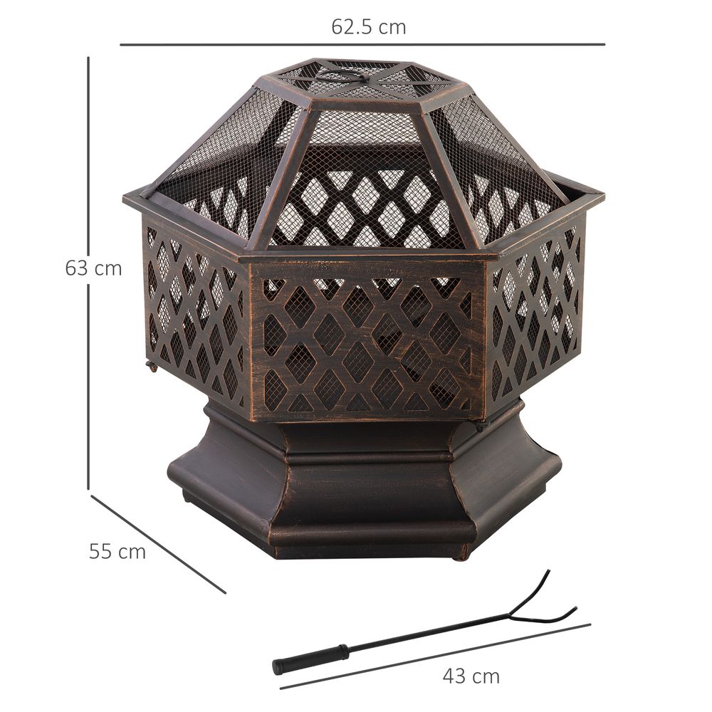 Outdoor Fire Pit with Screen Cover, Portable Wood Burning Firebowl - anydaydirect