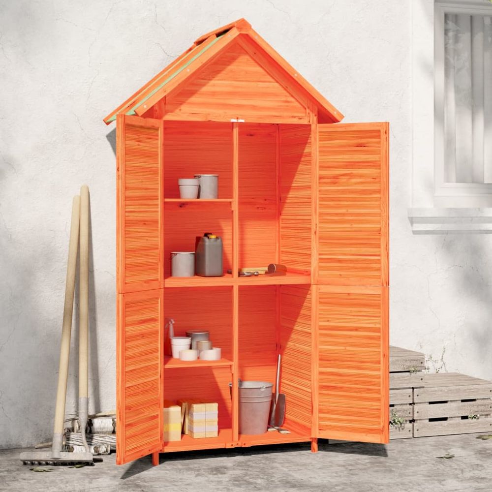 Garden Tool Shed Brown 89x52.5x175 cm Solid Wood Pine - anydaydirect