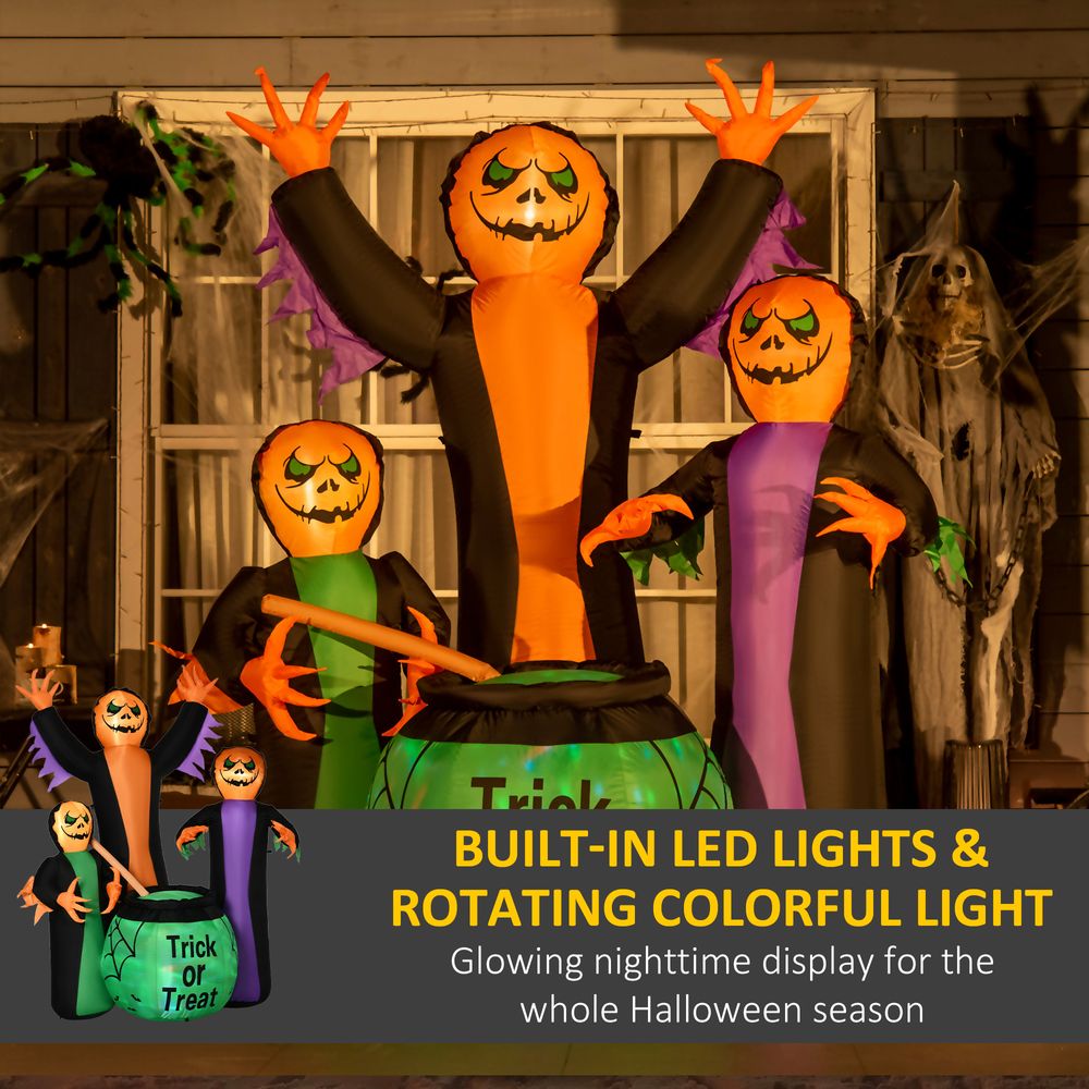 8' Inflatable Halloween Witch Outdoor Decor w/ Rotating Colourful Light HOMCOM - anydaydirect