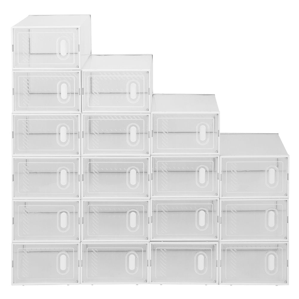 Storage Boxes 18 Pack Clear Plastic Stackable - White - anydaydirect