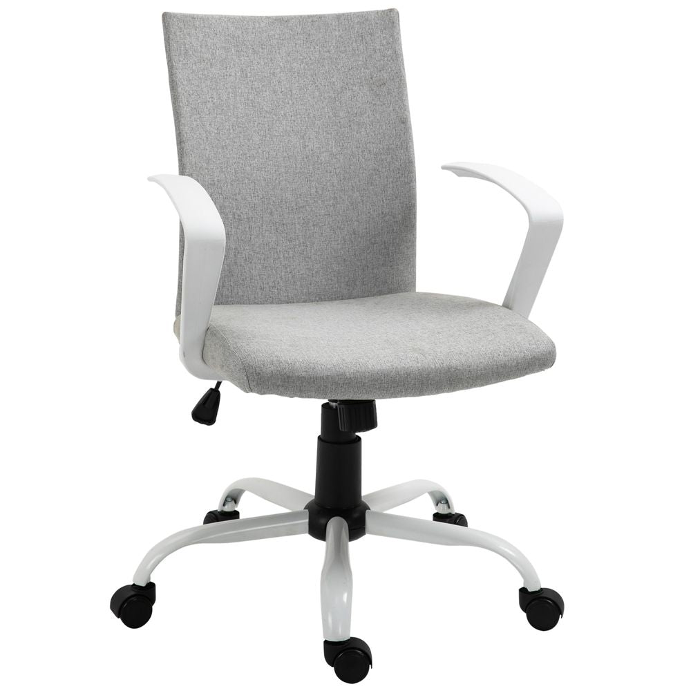 Office Chair Linen Swivel Computer Desk Chair Home Study Task Chair, Light Grey - anydaydirect