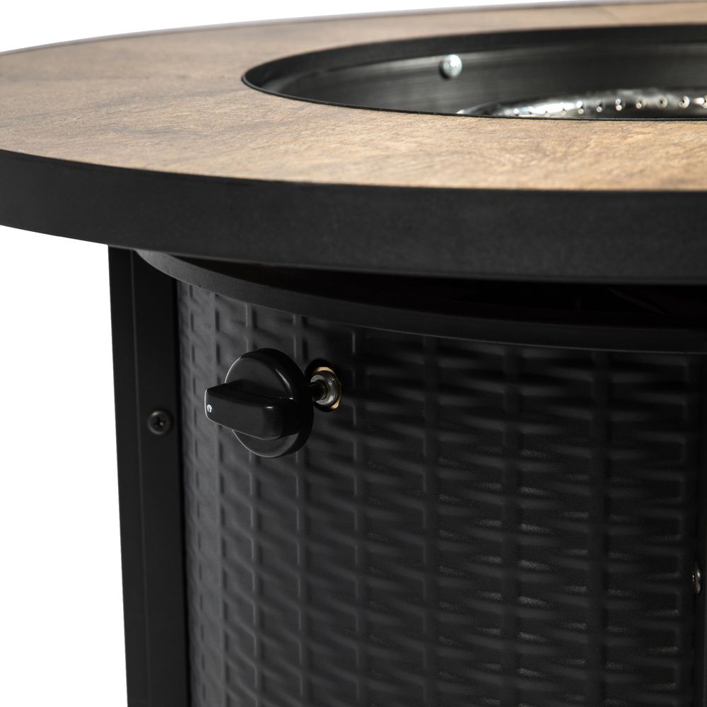 Outdoor Garden Round Gas Fire Pit Table Heater, Lava Rocks & Cover - anydaydirect