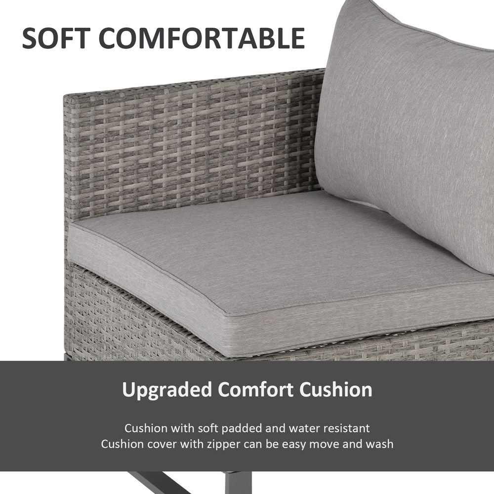 5pcs Rattan Sofa Set Lounge Double Sofa Bed & Coffee Table & Footstool Grey - anydaydirect