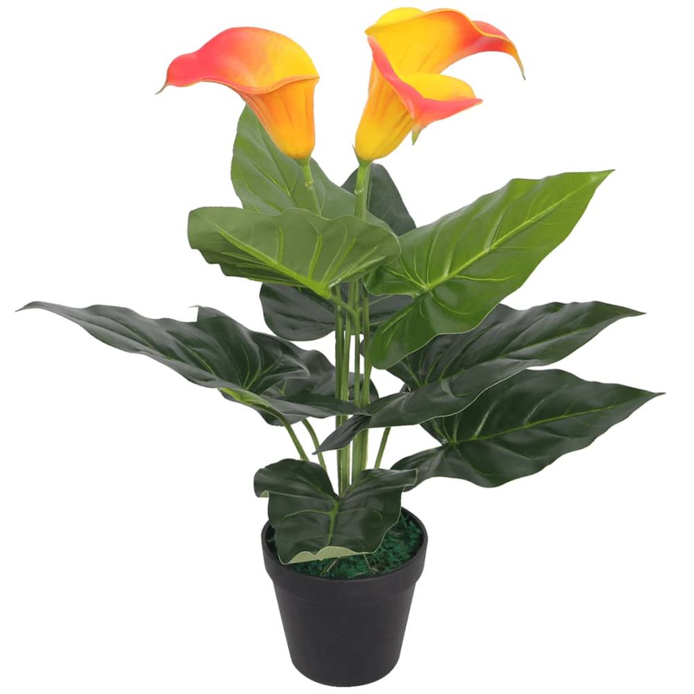 Artificial Calla Lily Plant with Pot 45 cm Red and Yellow - anydaydirect
