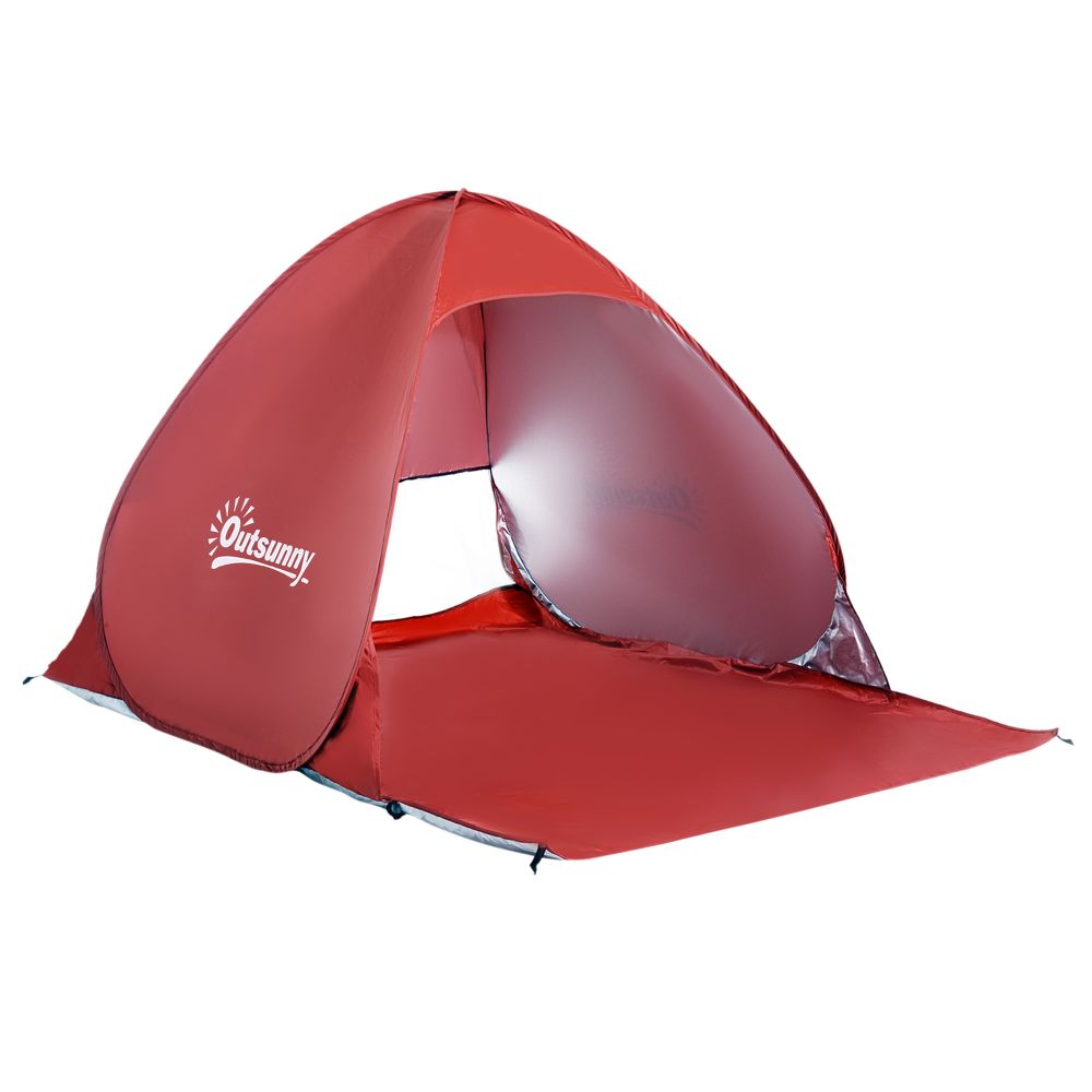 Beach Tent Instant Camping Pop up Tent Sun Shade Shelter, Red - anydaydirect