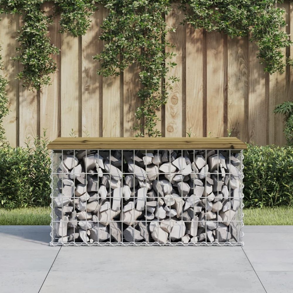 vidaXL Garden Bench Gabion Design 83x44x42 cm Impregnated Wood Pine - anydaydirect