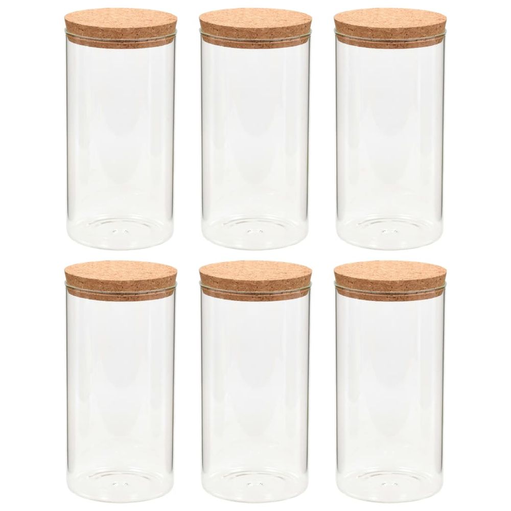 Storage Glass Jars with Cork Lid 6 pcs 1100 ml - anydaydirect