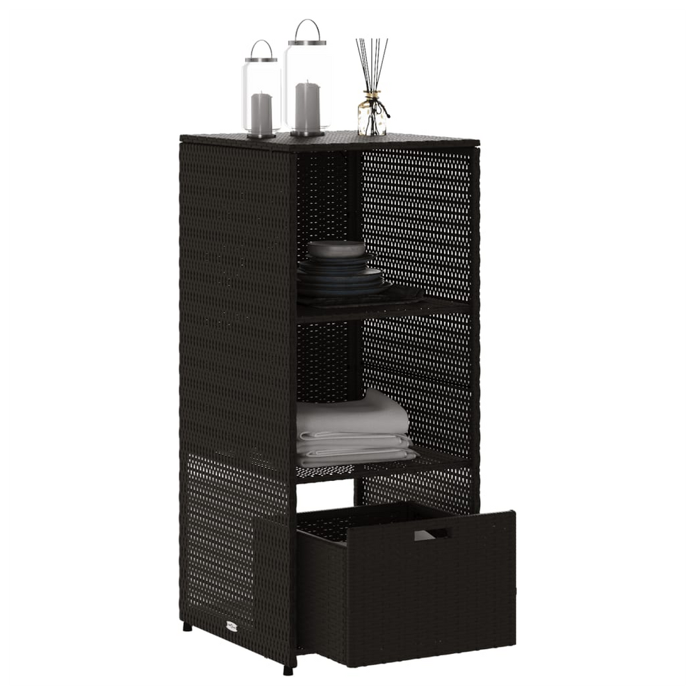 vidaXL Garden Storage Cabinet Black 50x55x115 cm Poly Rattan - anydaydirect