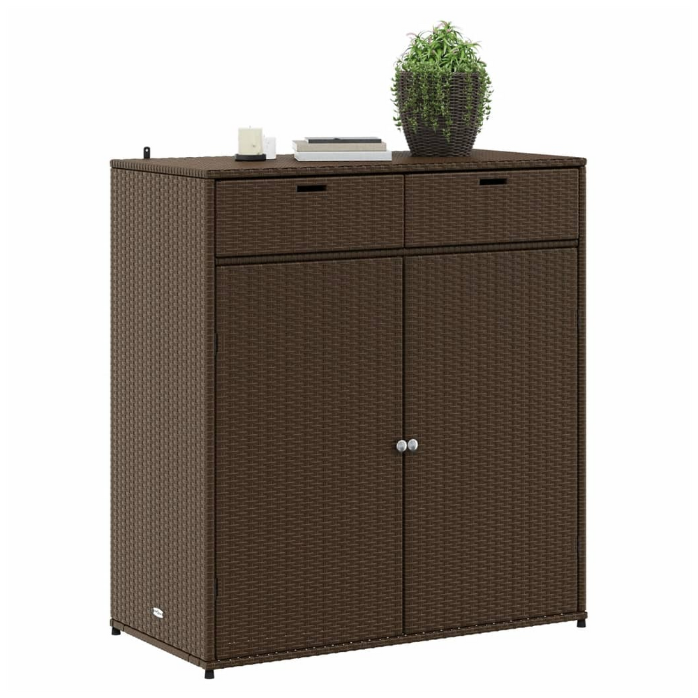 vidaXL Garden Storage Cabinet Brown 105x55x113 cm Poly Rattan - anydaydirect