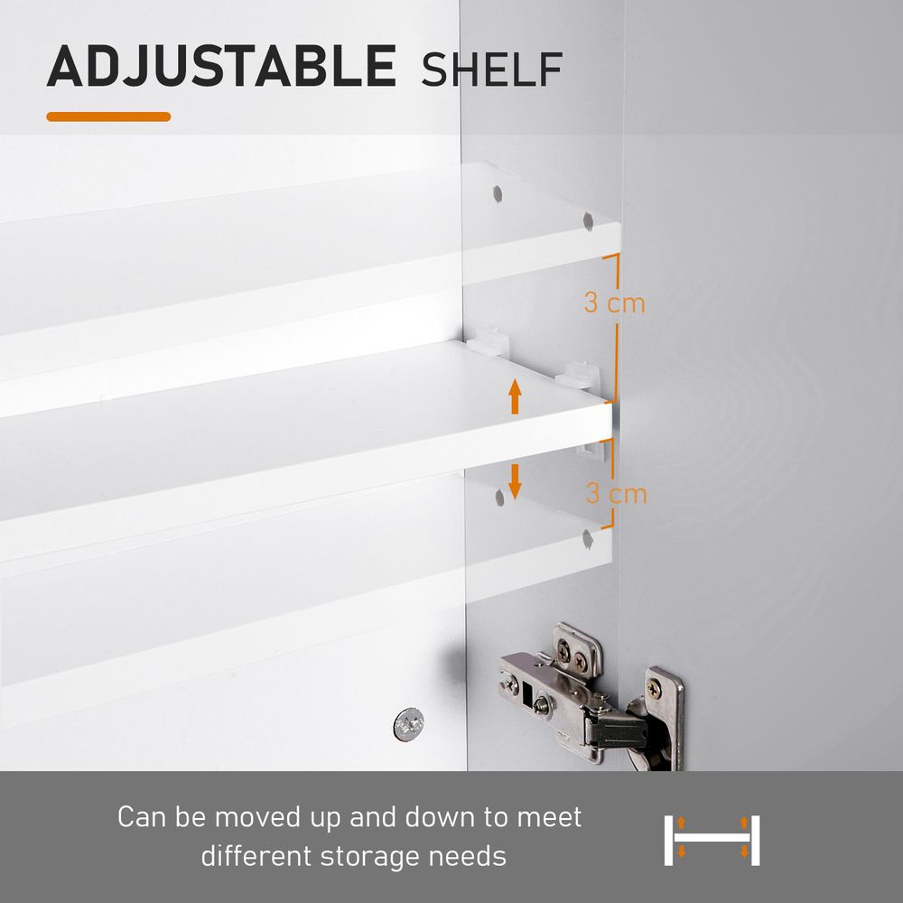 Wall Mounted Bathroom Mirror Storage Cabinet w/ Door Adjustable Shelf HOMCOM - anydaydirect