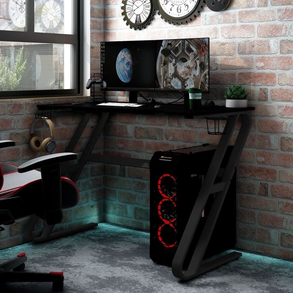 Gaming Desk with ZZ Shape Legs Black 90x60x75 cm - anydaydirect