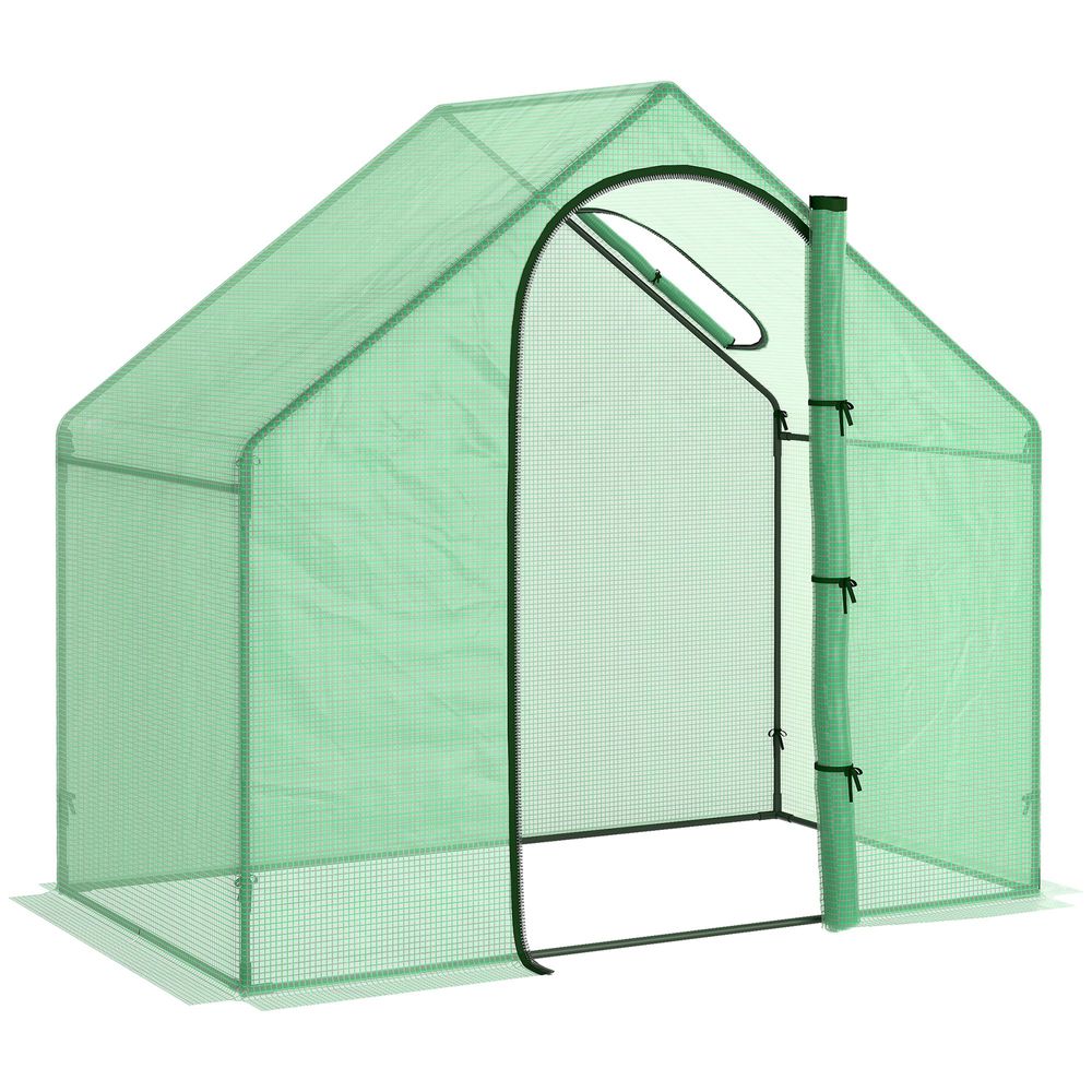 Outsunny Walk-In Portable Greenhouse Mini Grown House Steel Frame Window Green - anydaydirect