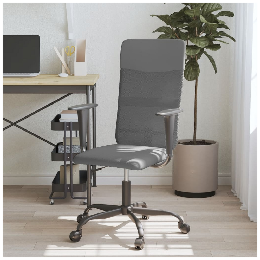 vidaXL Office Chair Grey Mesh Fabric and Faux Leather - anydaydirect