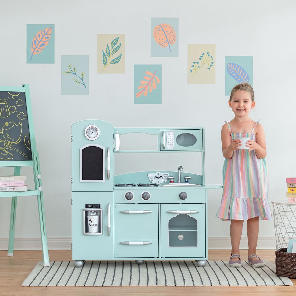 Mint Wooden Toy Kitchen with Fridge Freezer and Oven by TD-11414M - anydaydirect