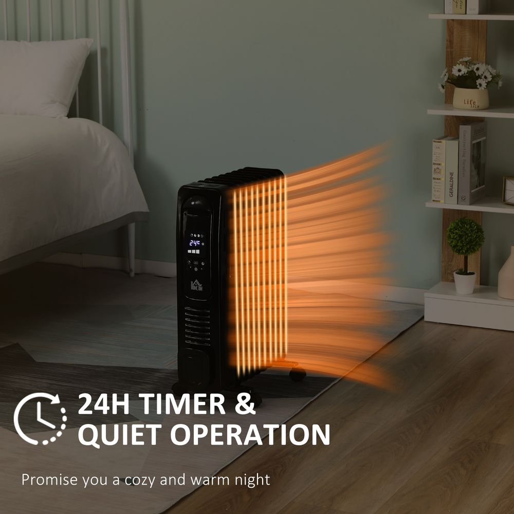 2180W Digital Oil Filled Radiator Portable Electric Heater LED Display Timer - anydaydirect