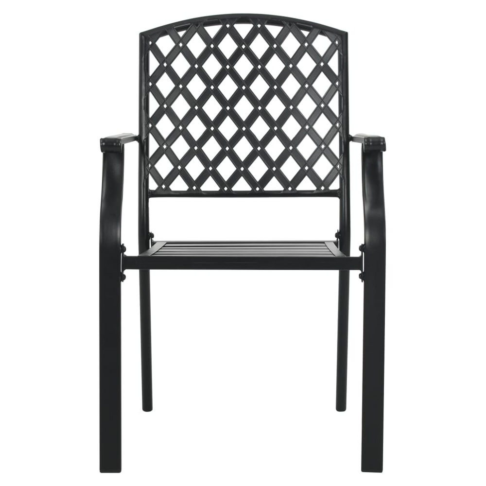 Stackable Outdoor Chairs 2 pcs Steel Black - anydaydirect
