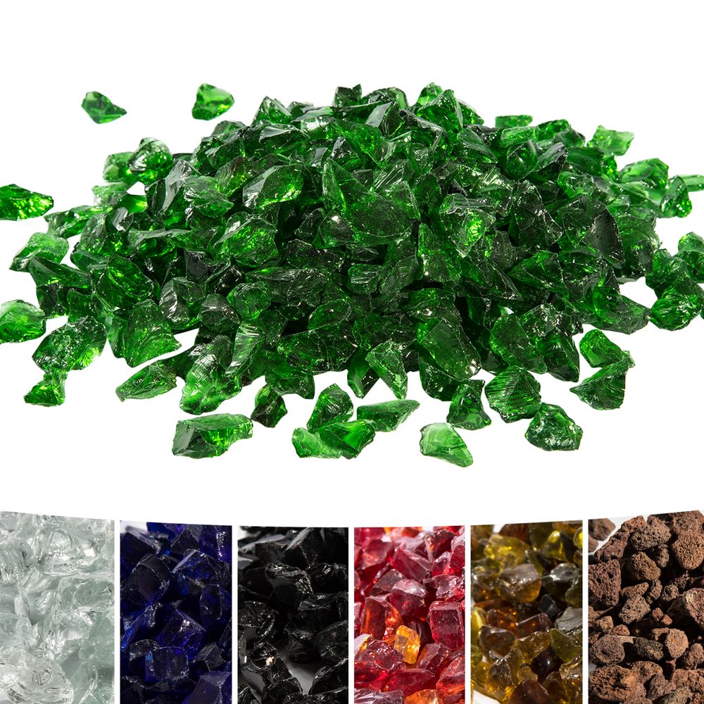 4kg Green Tempered Fire Glass, Lava Rocks for Outdoor Gas Fire Pit - anydaydirect