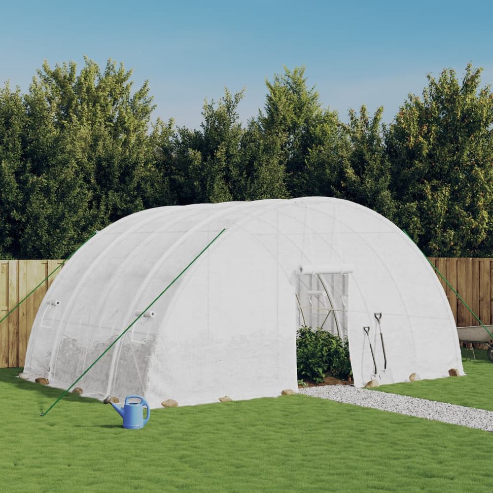 vidaXL Greenhouse with Steel Frame White 24 m² 6x4x2.85 m - anydaydirect