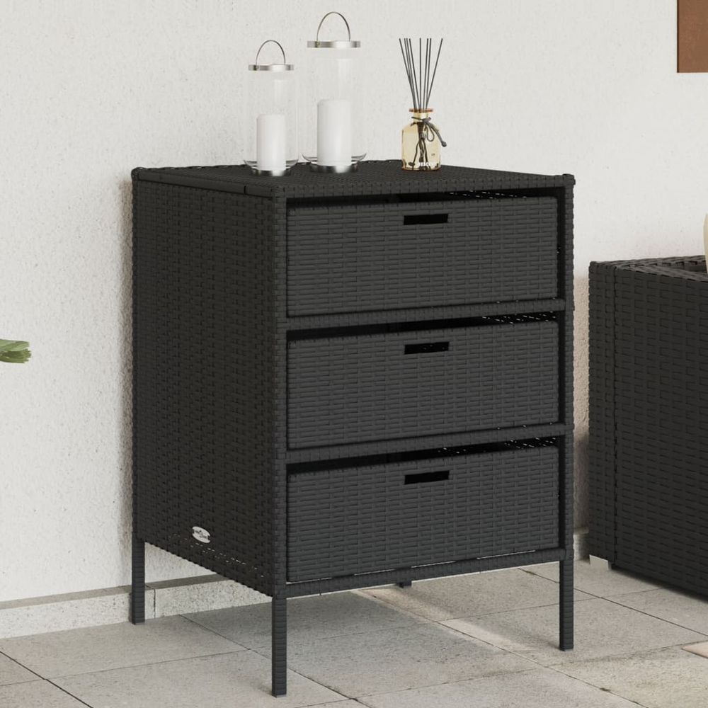 vidaXL Garden Storage Cabinet Black 55x59x80 cm Poly Rattan - anydaydirect