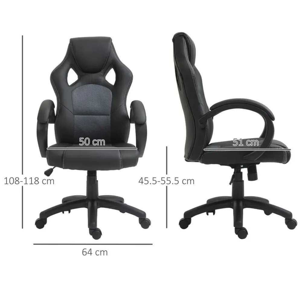 Executive Racing Swivel Gaming Office Chair PU Leather Computer Desk Chair Grey - anydaydirect