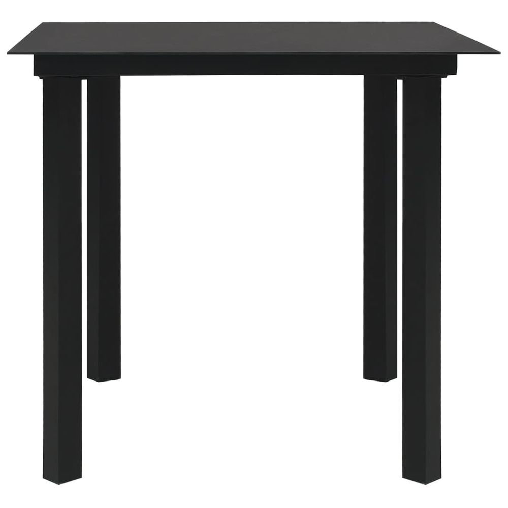 Garden Dining Table Black 80x80x74 cm Steel and Glass - anydaydirect