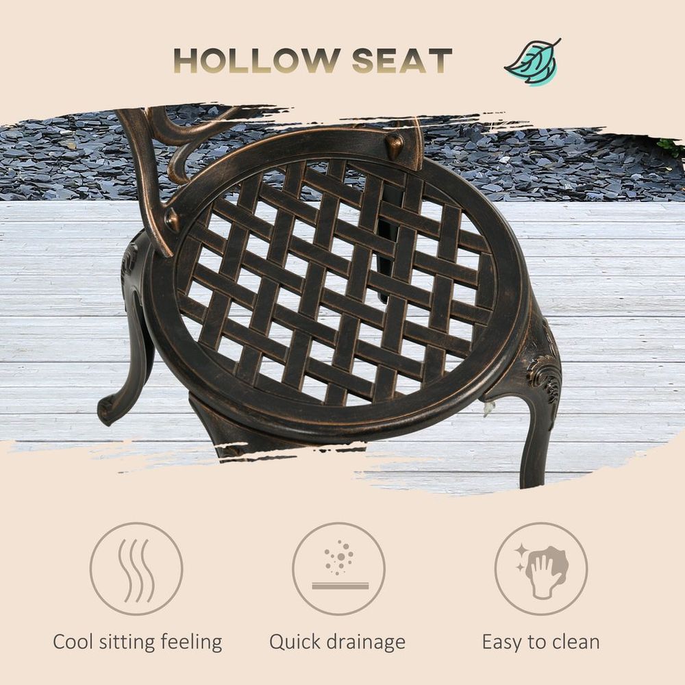 Outsunny 3 Piece Patio Bistro Set Outdoor Table Set with Umbrella Hole Bronze - anydaydirect
