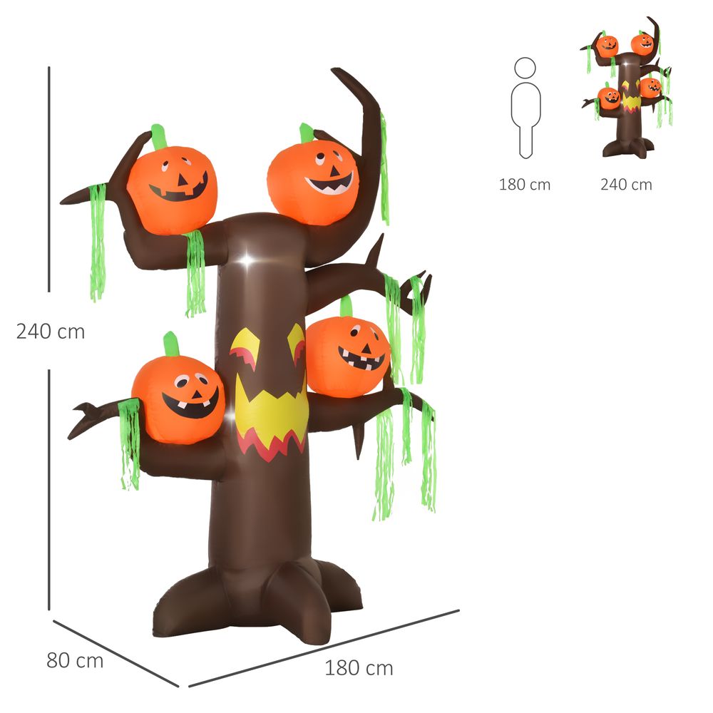 Halloween Decoration 2.4m Inflatable Ghost Tree with Pumpkins and 6 LED Lights - anydaydirect